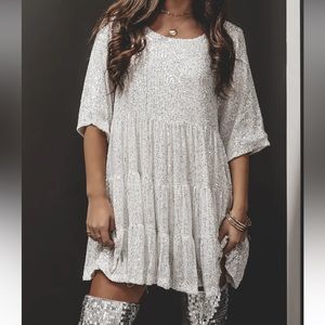 Amazing Lace Sequin Baby Doll Dress